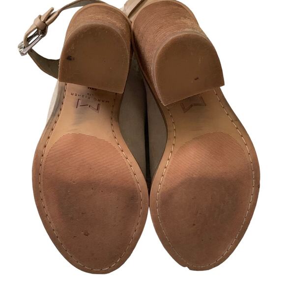 Marc Fisher Vashi Beige Suede Buckle Peep Toe Block Heel Sandals Size 5.5 - Picture 6 of 9